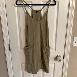 Automet Olive Green Sleeveless Romper with Pockets